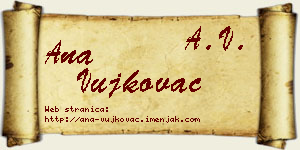 Ana Vujkovac vizit kartica